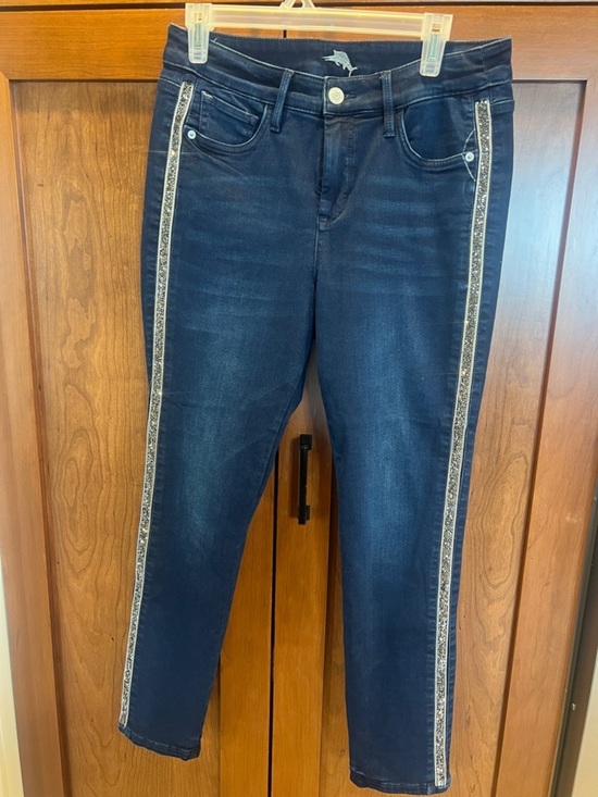 Tommy Bahama Denim - Tommy Bahama Dark Indigo Ankle Jeans with Metallic Side Trim 8x28